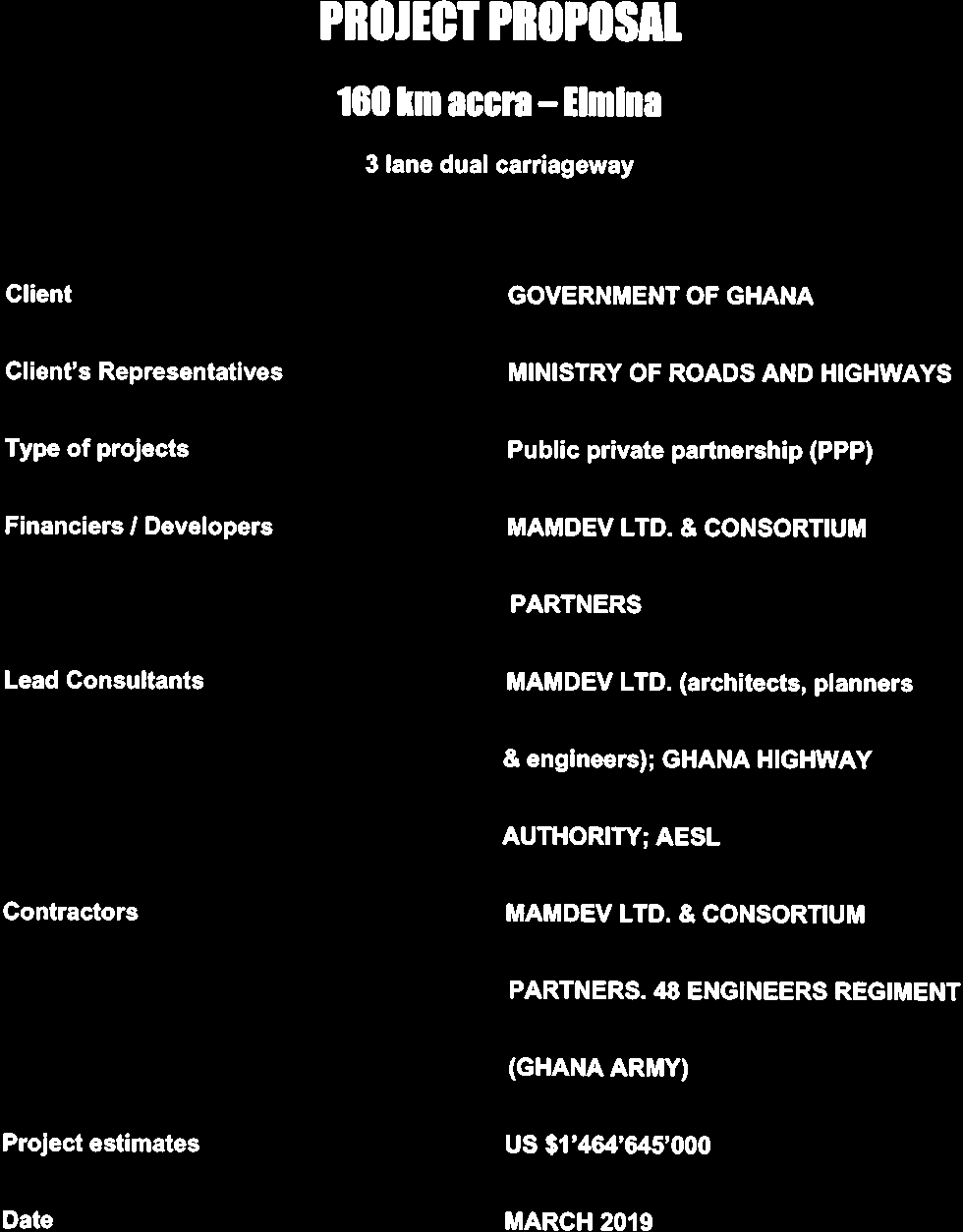 Accra-Elmina Dual Carriageway (PPP Proposal) - MAMDEV Ghana Ltd