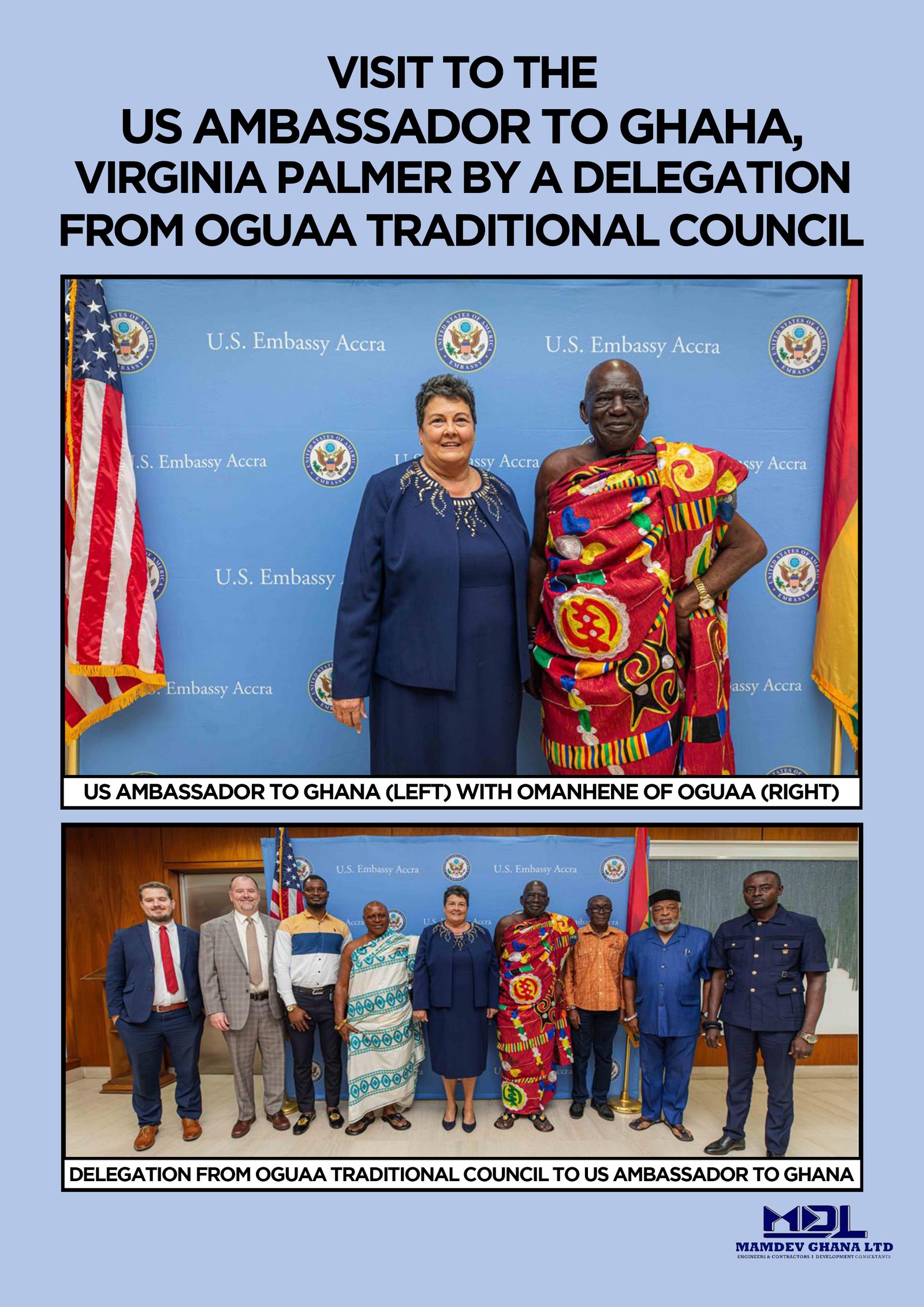 Oguaa Traditional Council Visit Us Ambassador Virginia Palmer - MAMDEV Ghana Ltd